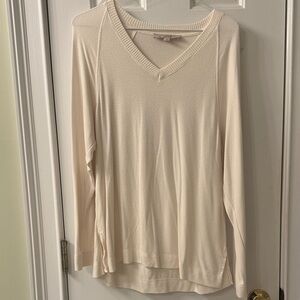 Elegant Cream V-Neck Women's light weight sweater
